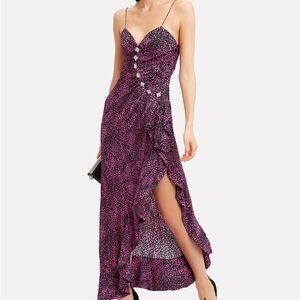 ALESSANDRA RICH Silk Asymmetrical Ruffle Evening Formal Dress